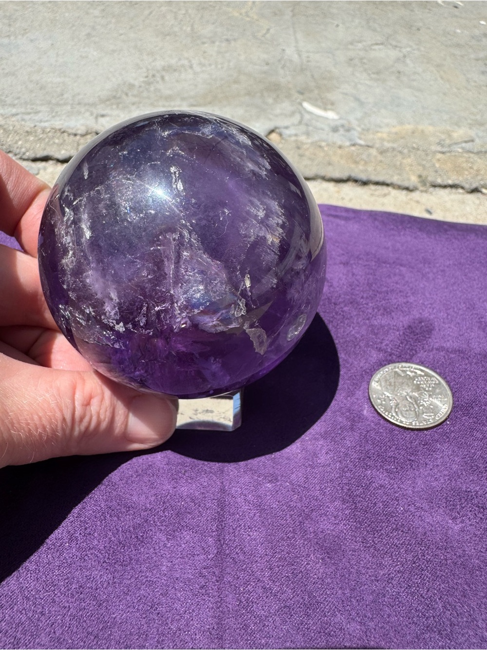 Polished Large Amethyst Crystal Sphere - Deep Purple